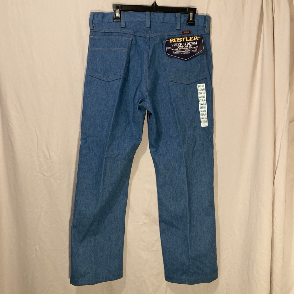 NWT VTG Rustler Made In USA Slacks Blue 34x30 88142mb Trousers Stretch 80s